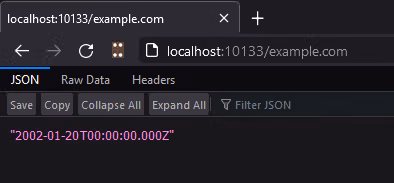 Example output from the API