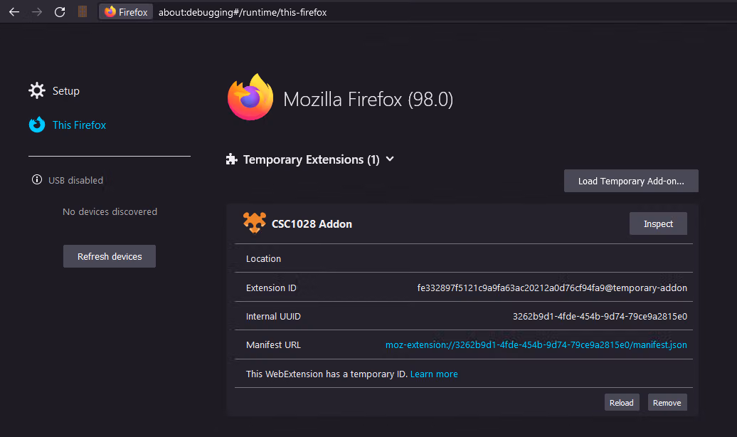 Loading the addon